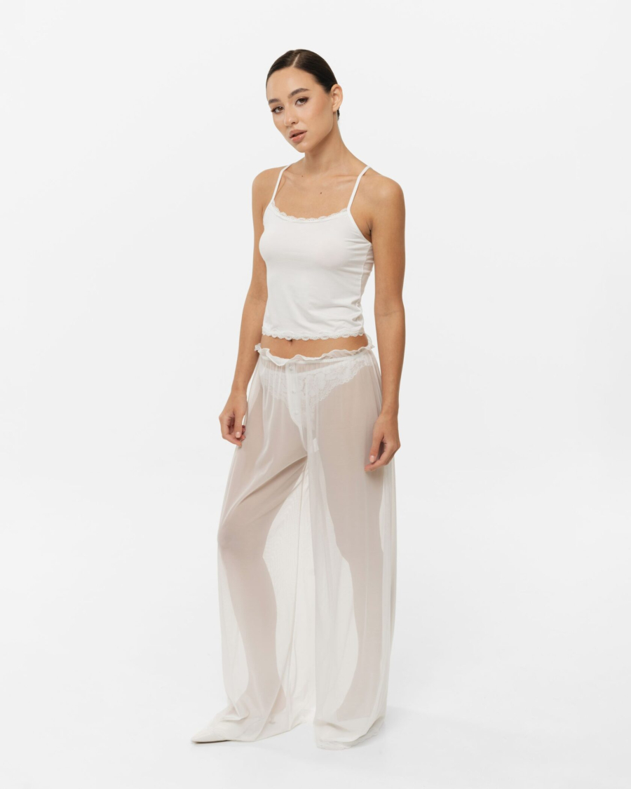 Брюки в сетку YONSRU, цвет: молочный,  купить онлайн