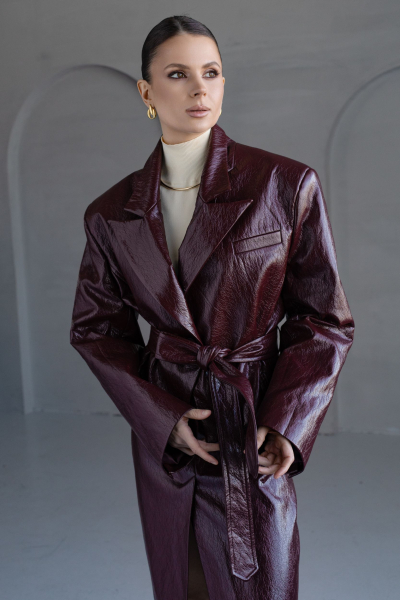 Юбка из экокожи с разрезом миди VLVT, цвет: Бордовый, 00-00005125 купить онлайн