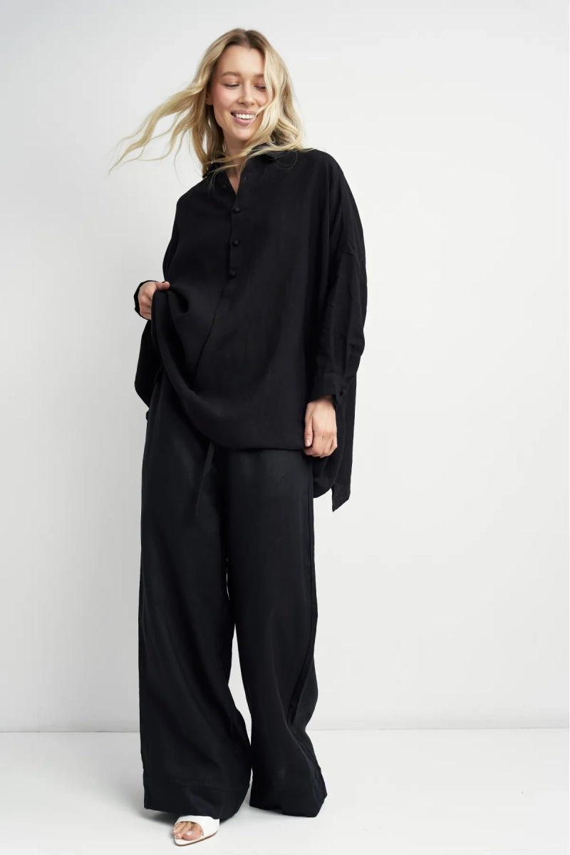 Рубашка из льна рукав 3/4 Erist store, цвет: Черный, НФ-00003891 купить онлайн