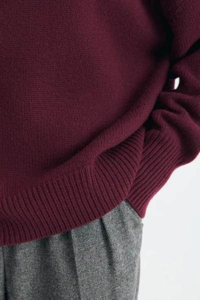 Свитер оверсайз с высоким воротником из шерсти Daisyknit, цвет: Бордовый,  купить онлайн
