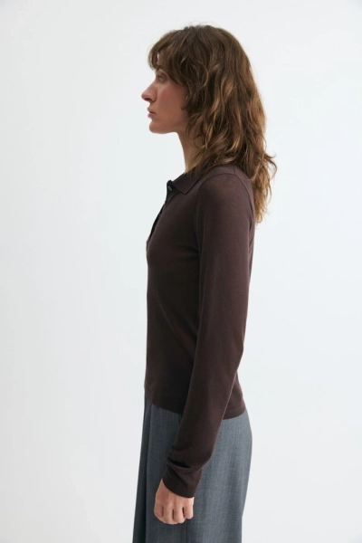Поло из полупрозрачного трикотажа Daisyknit, цвет: шоколадный,  купить онлайн