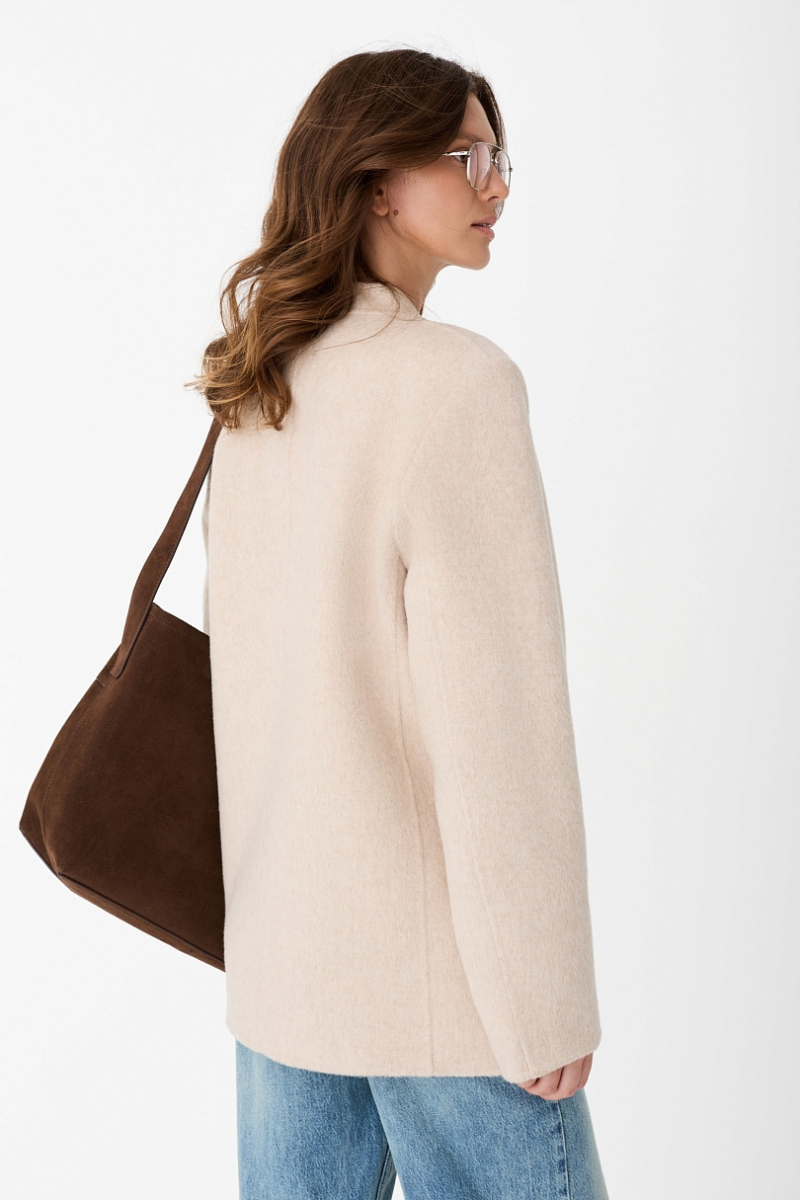 Пальто укороченное из шерсти Ricoco, цвет: бежевый, 5000/2 купить онлайн