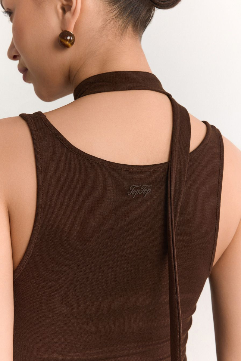 Платье с декоративными сборками TOPTOP, цвет: коричневый, TT.012.19262.700 купить онлайн