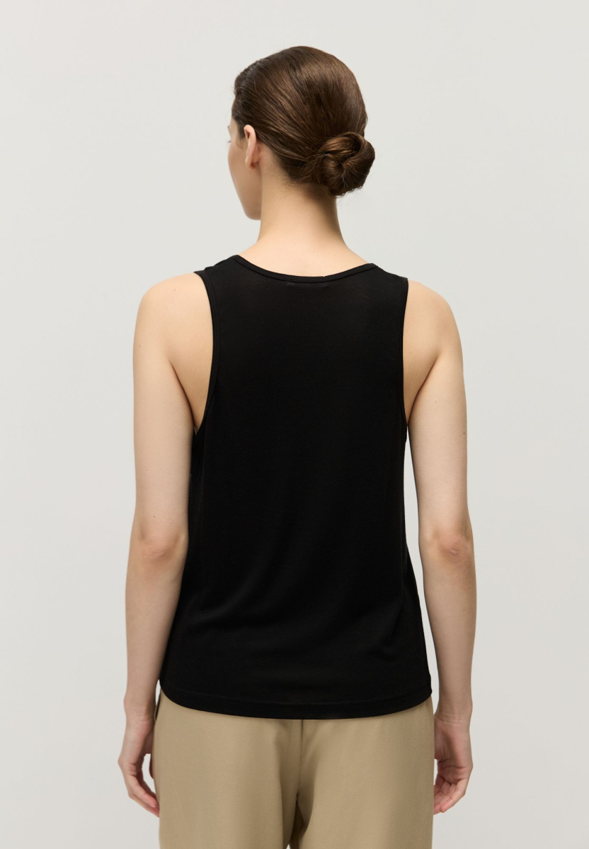 Майка с глубоким вырезом из тенсела AROUND, цвет: Черный,  купить онлайн