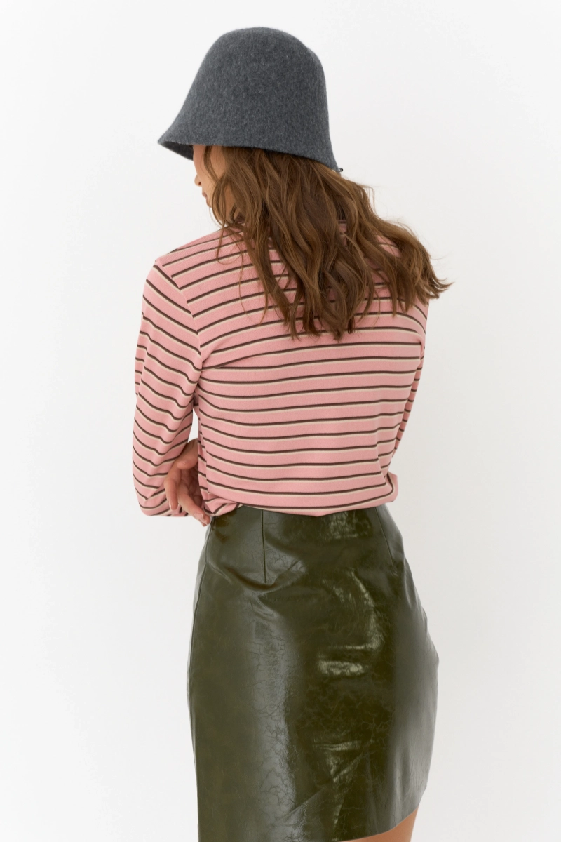 Юбка мини из лакированной экокожи Ricoco, цвет: оливковый, 6073/2 купить онлайн