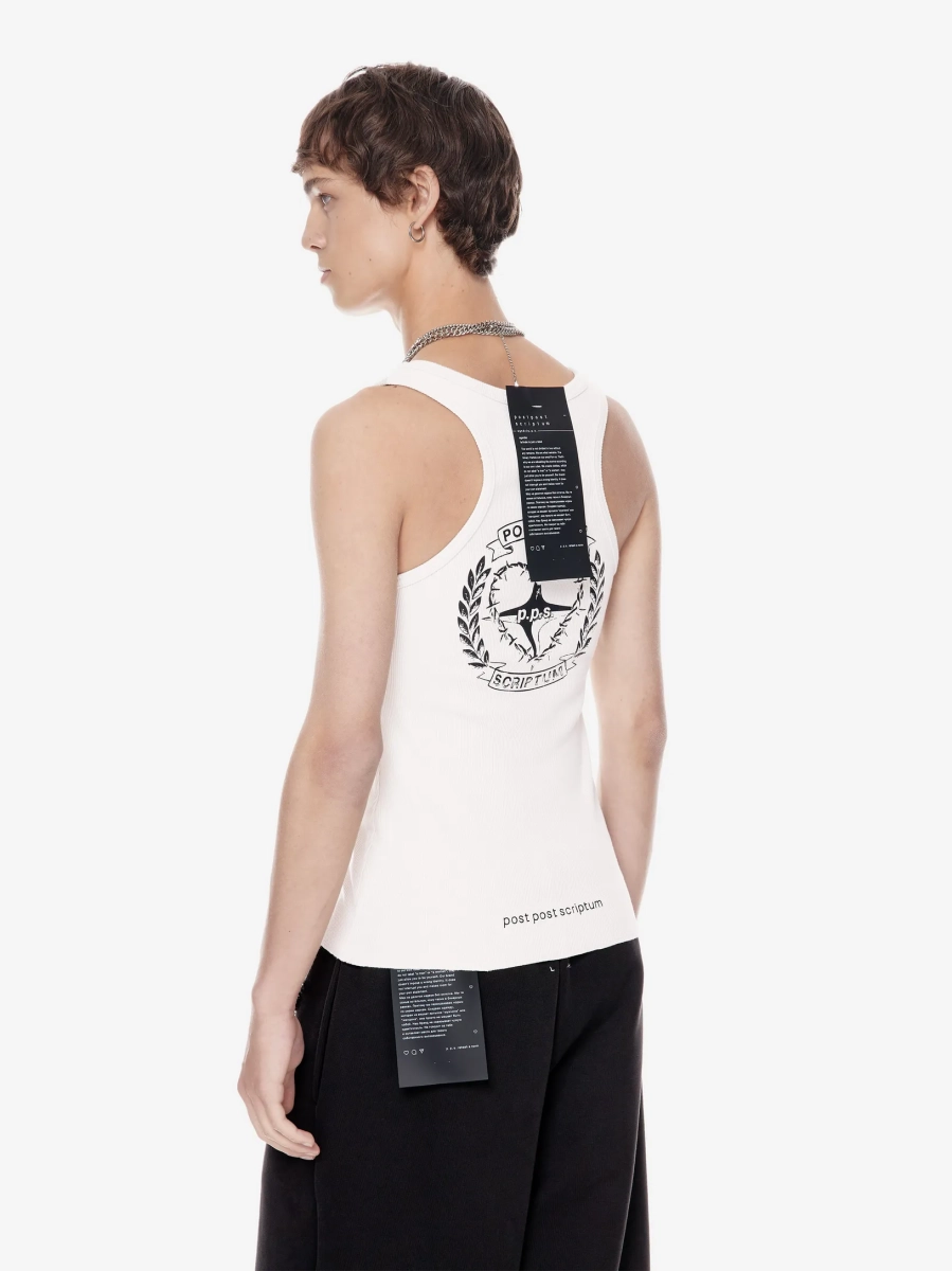 Хлопковая майка с принтом POST POST SCRIPTUM, цвет: белый,  купить онлайн