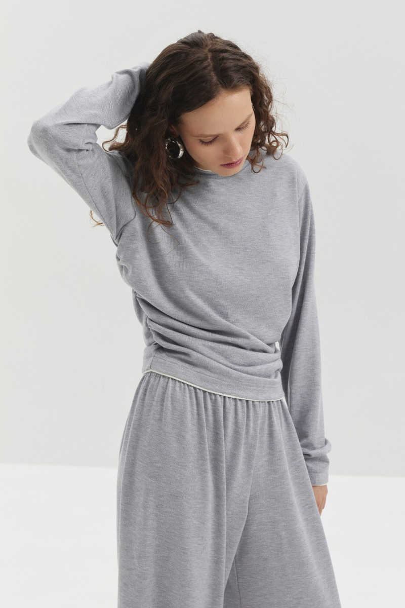 Лонгслив из трикотажа marte, цвет: серый,  купить онлайн