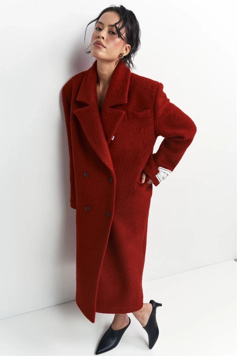 Пальто-макси из вареной шерсти Насыщенный красный Erist store, цвет: красный, НФ-00003235 купить онлайн