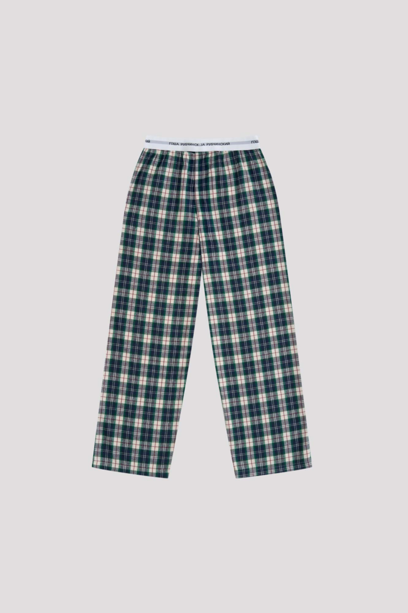 Брюки пижамные ГОША РУБЧИНСКИЙ, цвет: зеленый, PJP_0201_green_checked купить онлайн