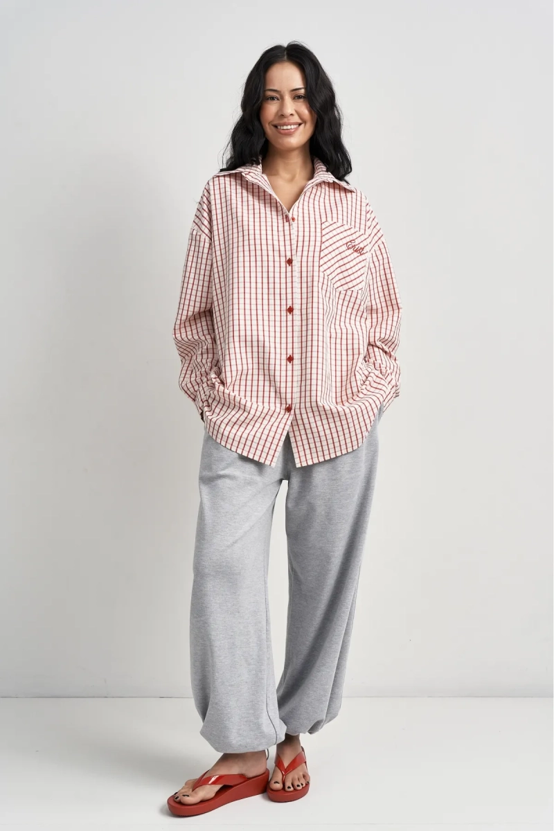 Рубашка в клетку Erist store, цвет: красный, НФ-00003483 купить онлайн