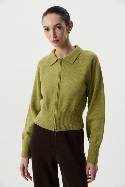 Кардиган на молнии с шерстью альпаки Charmstore, цвет: оливковый,  купить онлайн