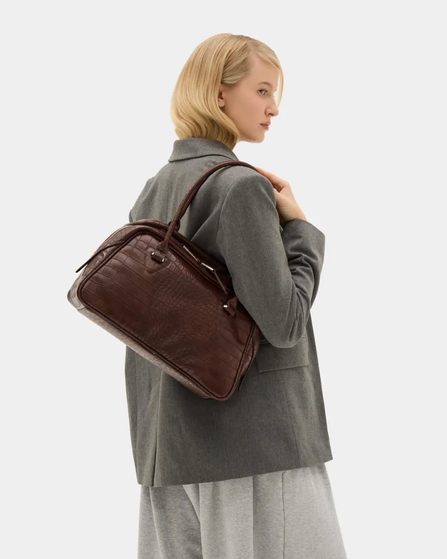 Сумка боулер Arny Praht, цвет: коричневый крокодил  купить онлайн