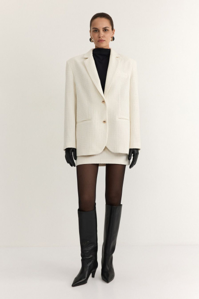 Твидовый жакет TOPTOP, цвет: молочный, TTS.060.19278.120 купить онлайн