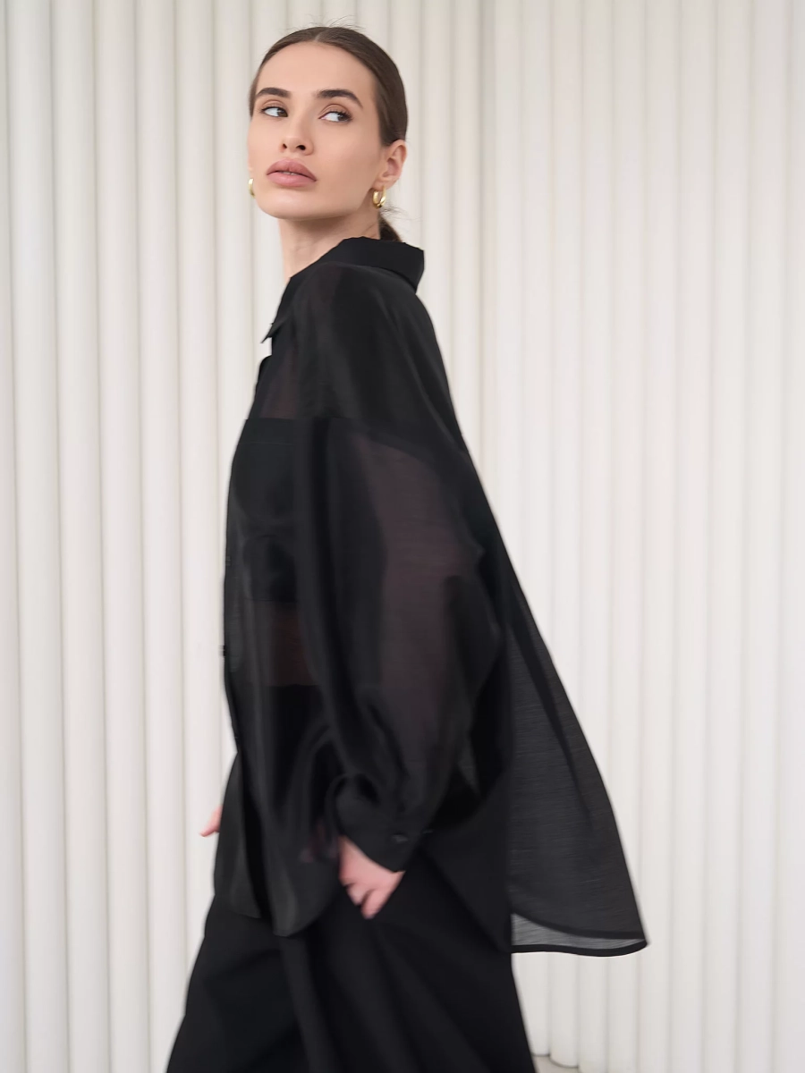 Блуза-рубашка воздушная I.B.W., цвет: Черный, BL030 купить онлайн