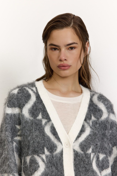 Кардиган с принтом TOPTOP, цвет: серый с принтом, TTS.051.16069.801 купить онлайн