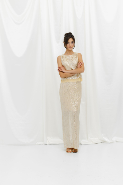 Юбка из пайеток макси VELVET, цвет: Персиковый, 00-00004292 купить онлайн