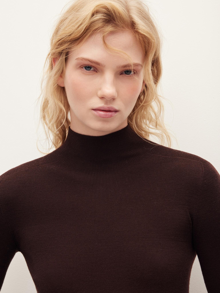 Водолазка из шерсти мериноса Chaika, цвет: коричневый, AW25KN01-45 купить онлайн