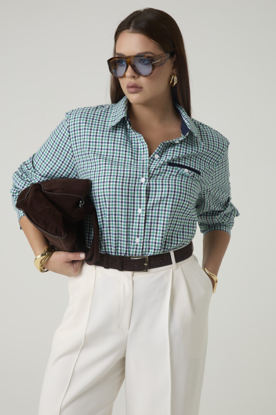 Рубашка в клетку c декоративным карманом 4forms, цвет: зеленый, 65505 купить онлайн