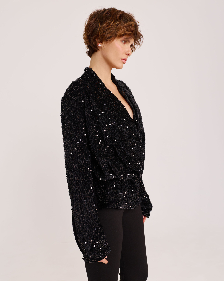 Блуза из пайеток BLACK Anmuse, цвет: Черный, BL25W217-BLC купить онлайн