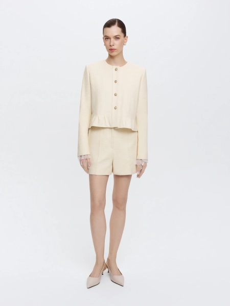 Шорты из твида ANNA PEKUN, цвет: Желтый,  купить онлайн
