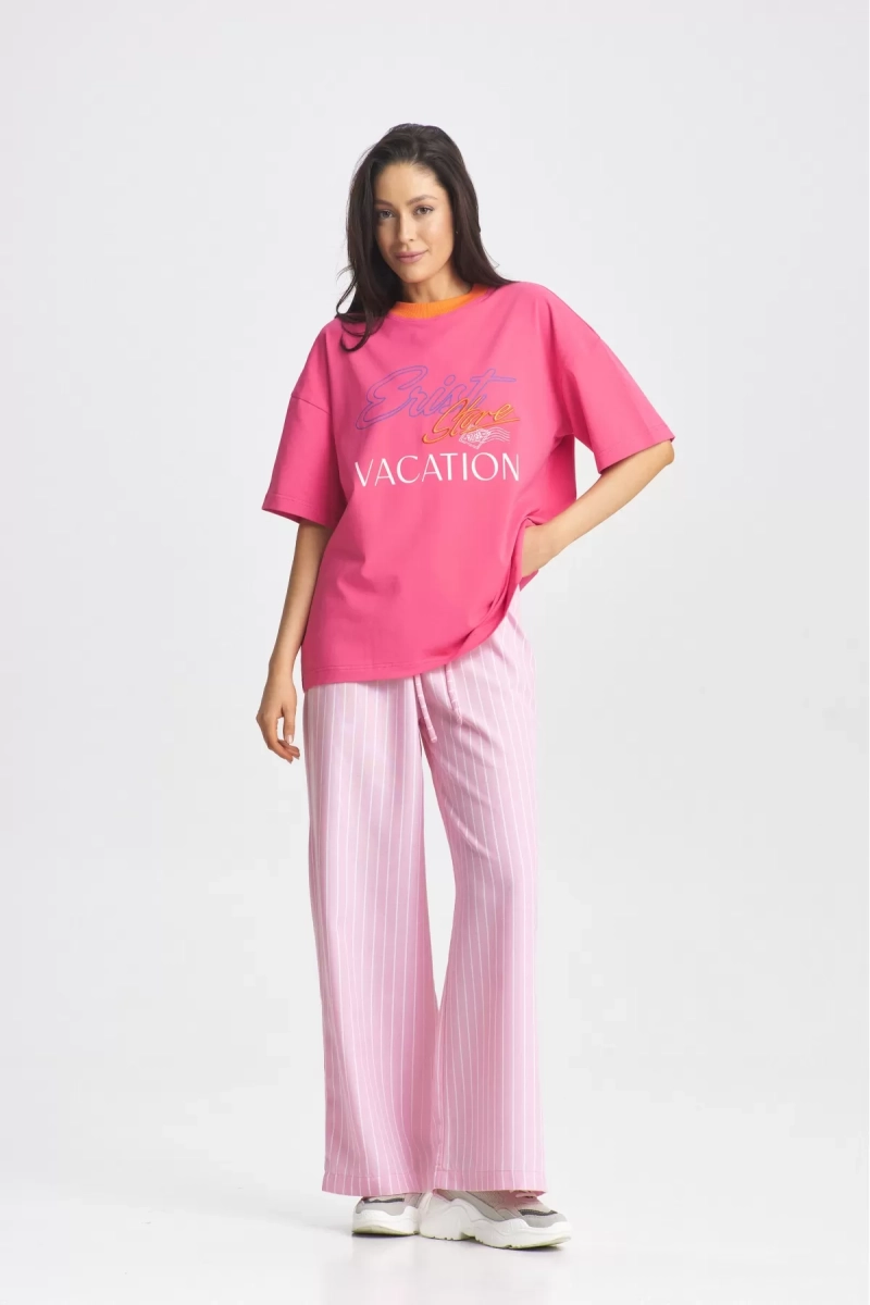 Футболка с контрастным воротом Bright Pink Erist store, цвет: розовый НФ-00002131 |новая коллекция купить онлайн