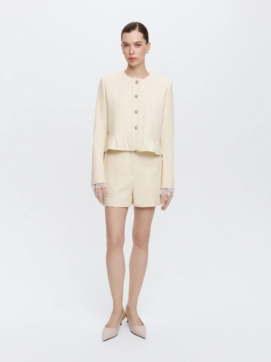 Шорты из твида ANNA PEKUN, цвет: Желтый,  купить онлайн