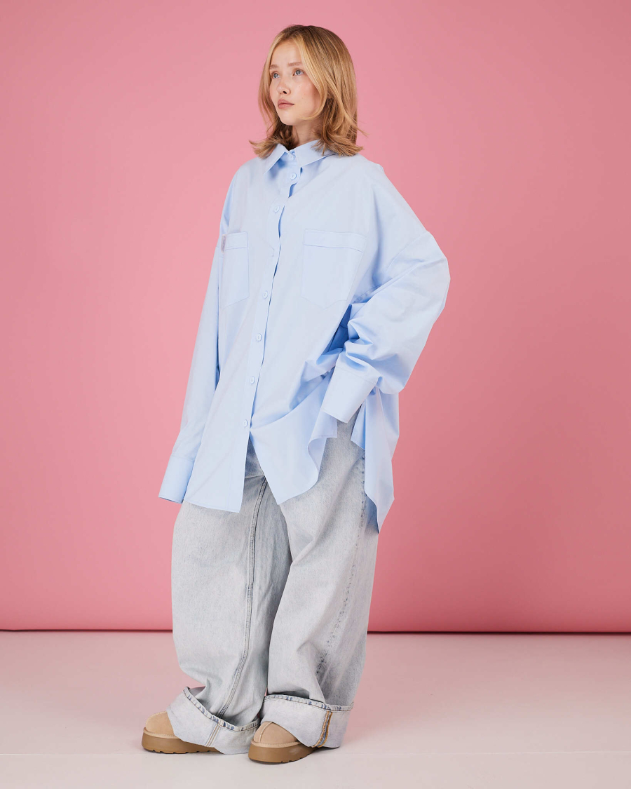 Рубашка макси овер #16 TABOO, цвет: голубой, Rub16 купить онлайн