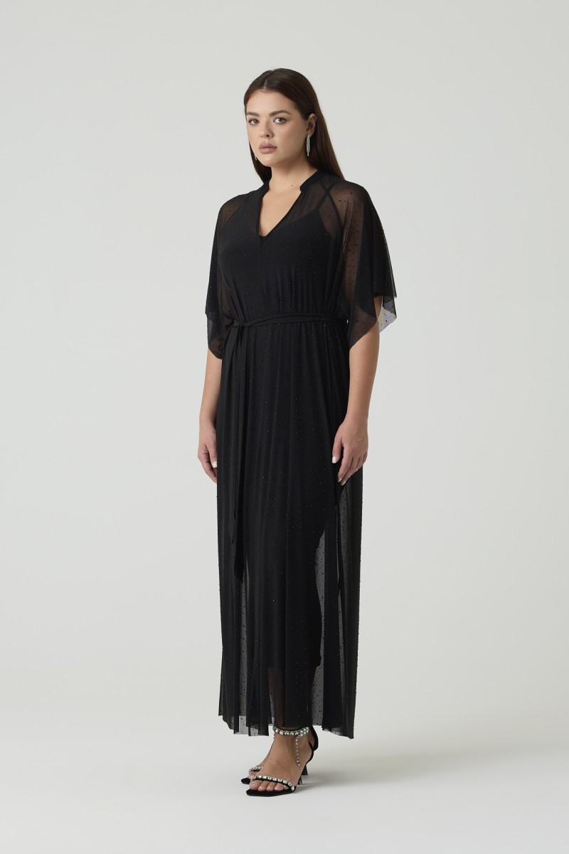 Платье-туника из сетки со стразами