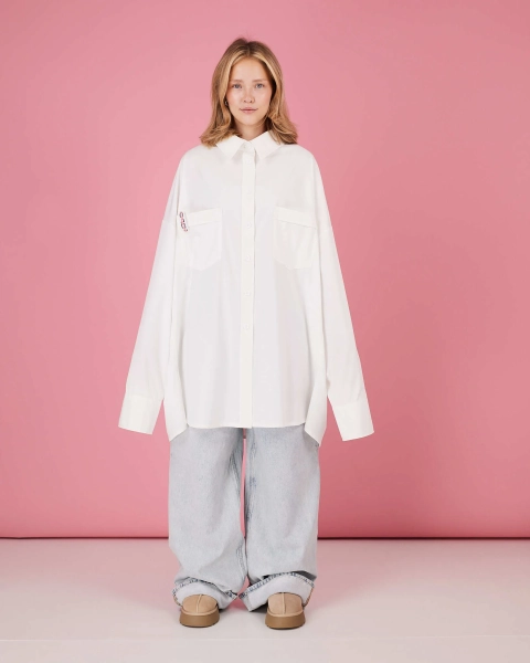 Рубашка макси овер #5 TABOO, цвет: белый, Rub05 купить онлайн