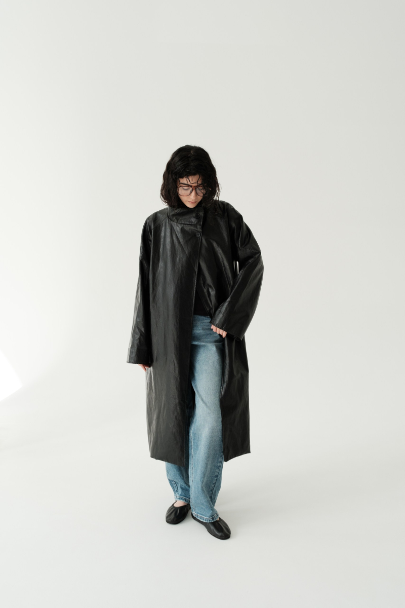 Тренч кожаный No name not same, цвет: Черный,  купить онлайн