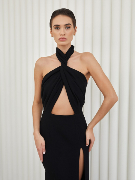 Платье макси с высоким разрезом I.B.W., цвет: Черный, ED048 купить онлайн