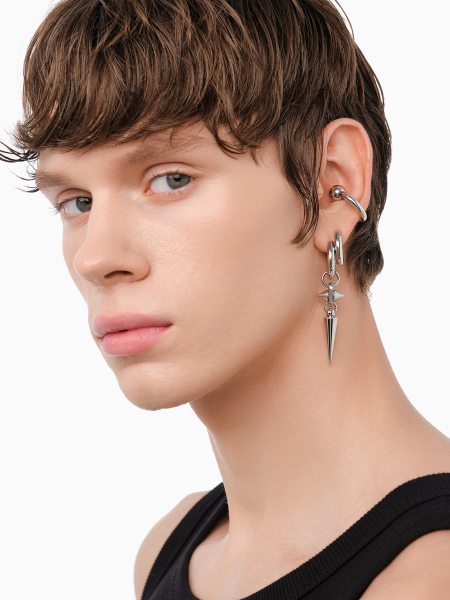 Моносерьга с шипом RUSHEV, цвет: Серебряный RSHV_N25_MN1 | новая мужская коллекция купить онлайн