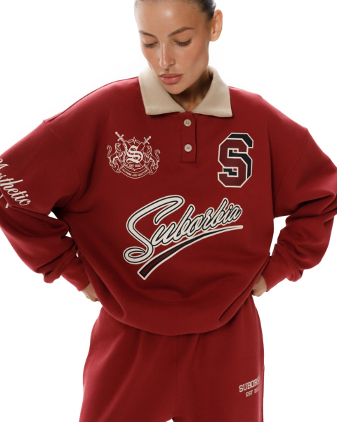 Свитшот-поло College S Suborbia, цвет: burgundy, 005674 купить онлайн