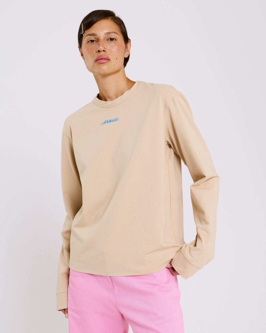 Лонгслив из хлопка Anmuse, цвет: бежевый, LSV26SP316-LBG купить онлайн