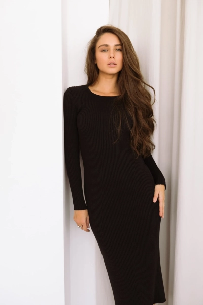 Платье трикотажное по фигуре с длинным рукавом MINI, цвет: Черный, НФ-00000137 купить онлайн