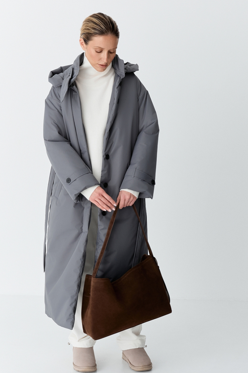 Пальто однобортное утепленное Ricoco, цвет: серый, 7012/3 купить онлайн