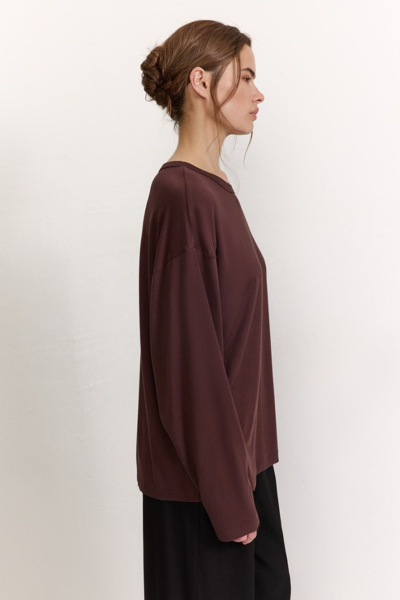 Лонгслив из смесовой вискозы TOPTOP, цвет: коричневый, TT.025.17839.700 купить онлайн