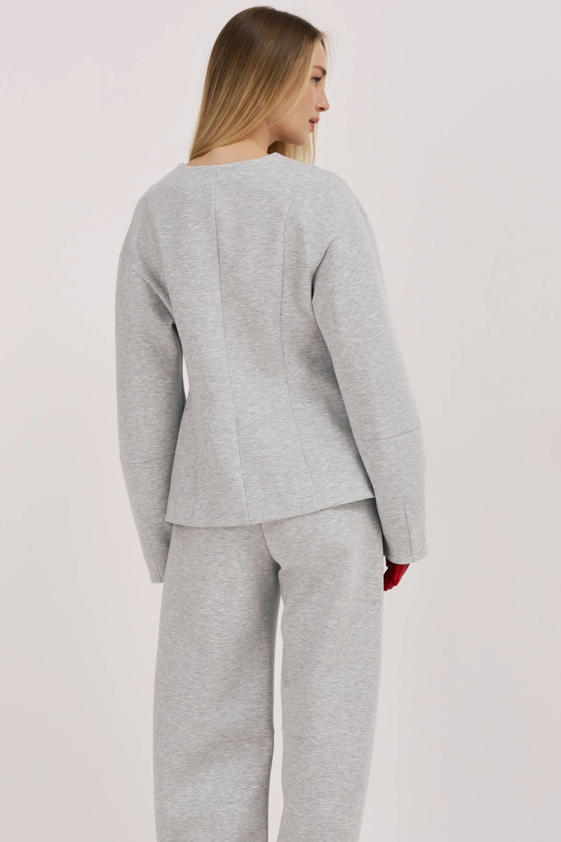 Жакет из трикотажного модала Ricoco, цвет: серый меланж,  купить онлайн