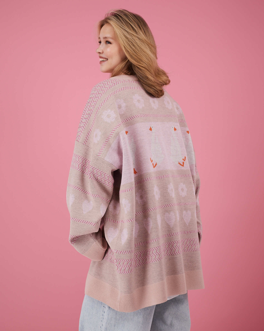 Свитер Гусиный паттерн TABOO, цвет: розовый, svguspat купить онлайн