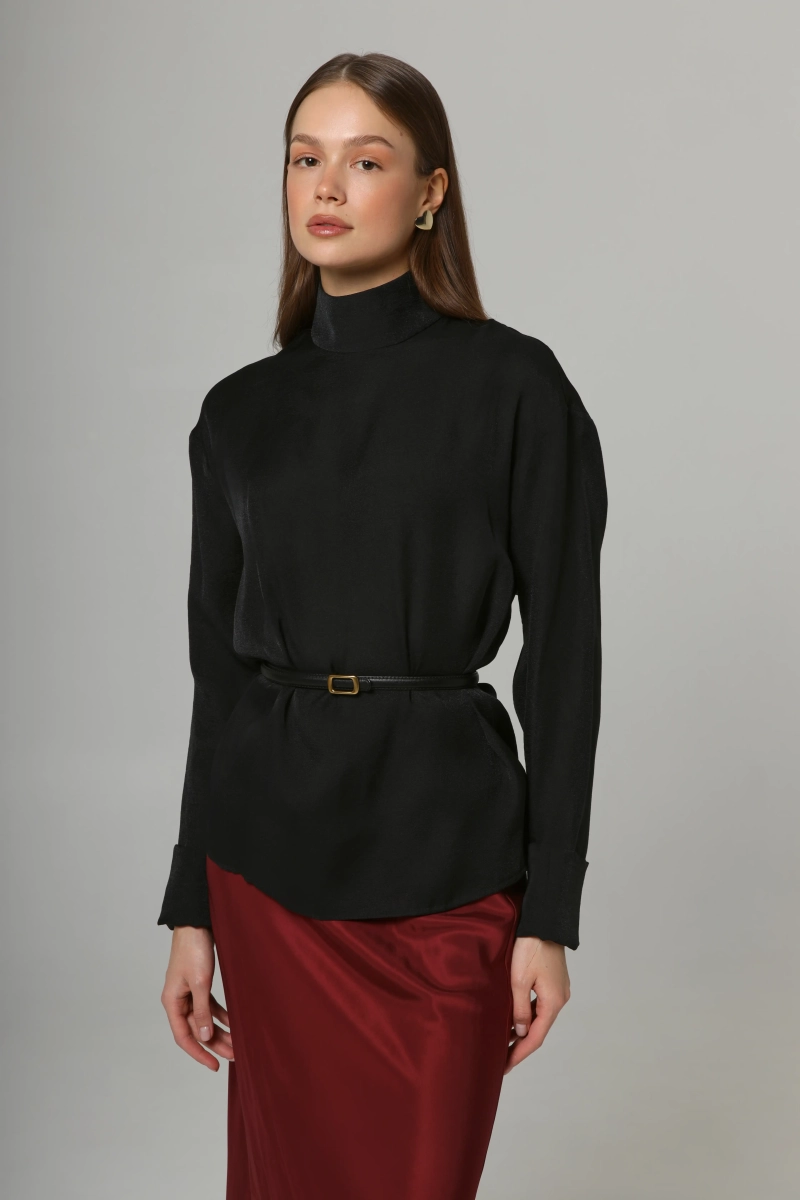 Блуза из органзы из лиоцелла Ricoco, цвет: Черный, 5018/2 купить онлайн