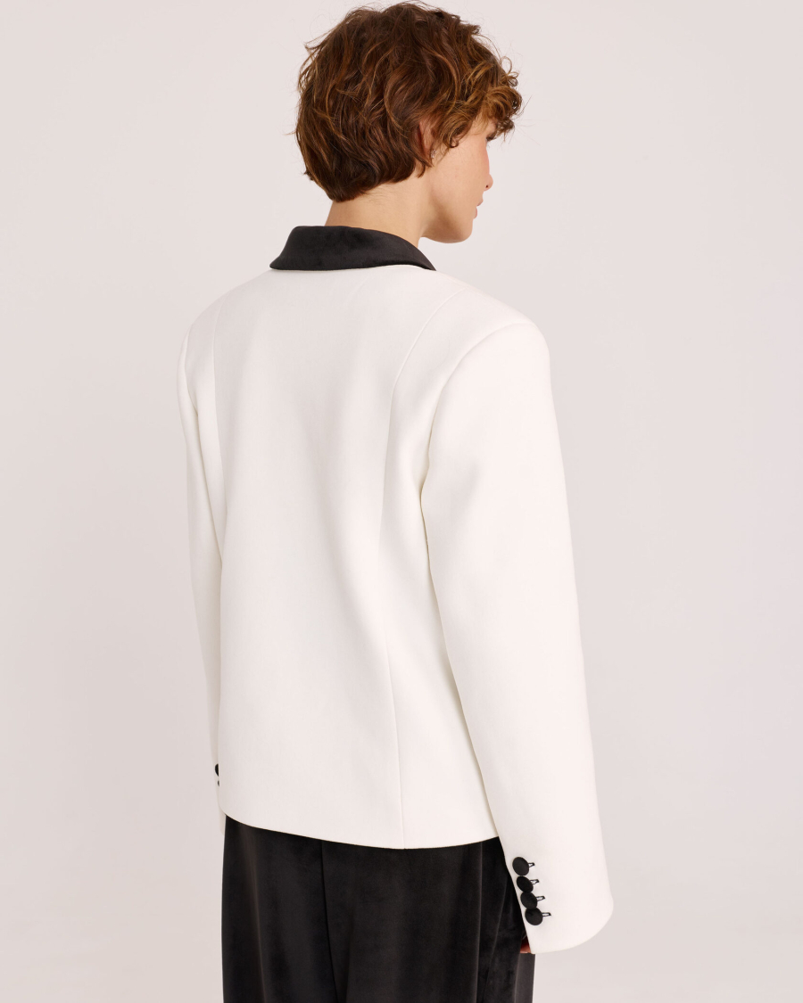 Жакет из фланели с бархатными лацканами Anmuse, цвет: молочный, JCK25W220-MLK купить онлайн