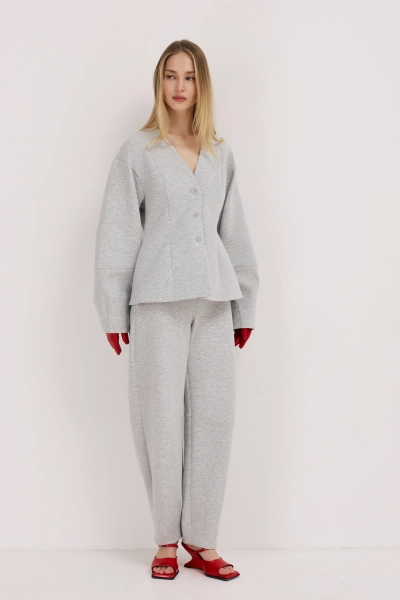 Жакет из трикотажного модала Ricoco, цвет: серый меланж,  купить онлайн