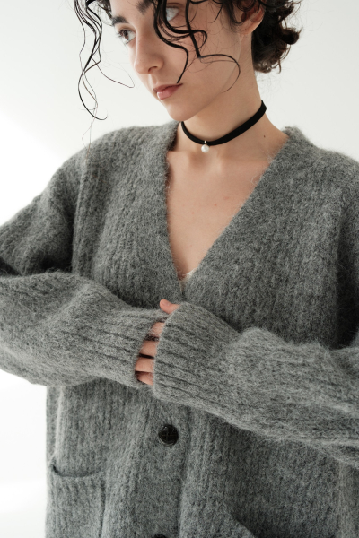Кардиган из шерсти НИ ИМЕНИ, НИ ПОХОЖИХ, цвет: серый, 00-00000377 купить онлайн