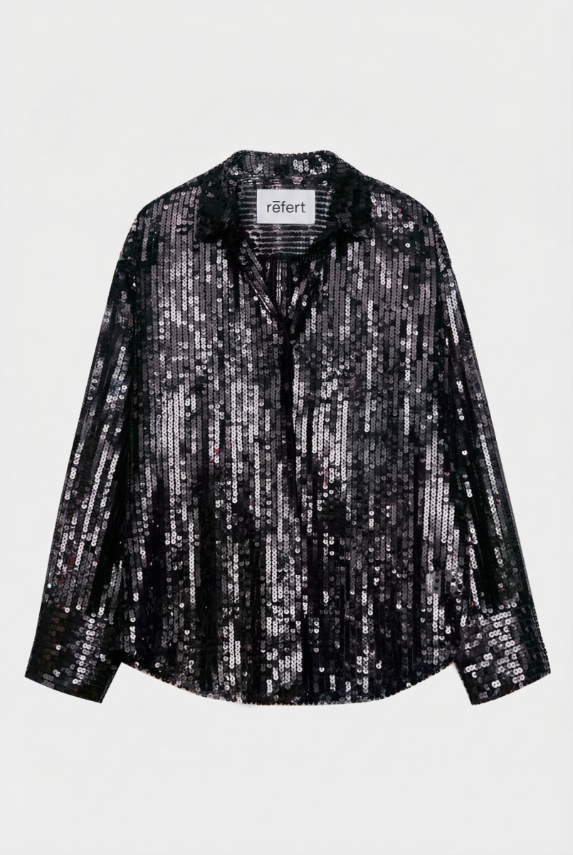 Рубашка из пайеток прямого силуэта