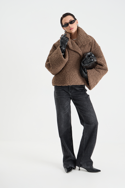 Бомбер mini из эко-меха MIA AIM, цвет: коричневый,  купить онлайн