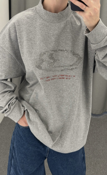 Лонгслив со стразами GRAY MELANGE Label .B, цвет: GRAY MELANGE, Tp.03.4.M1.1125GRM купить онлайн