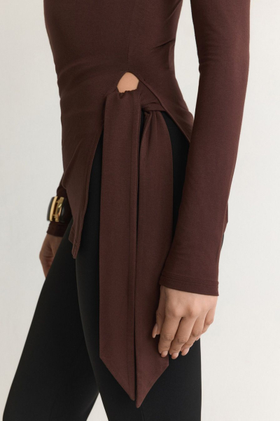 Лонгслив из смесовой вискозы TOPTOP, цвет: коричневый, TT.025.19447.700 купить онлайн