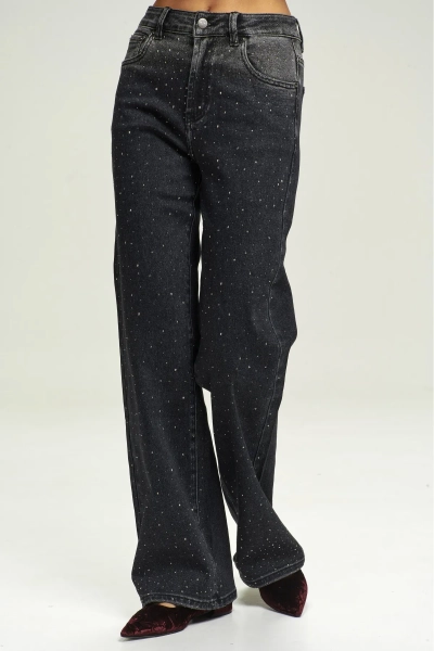 Джинсы Straight со стразами Black Erist store, цвет: Черный, НФ-00002970 купить онлайн