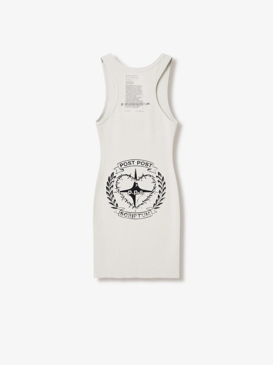 Платье в рубчик с принтом POST POST SCRIPTUM, цвет: гипсовый белый, 1108.000.00.01.101 купить онлайн