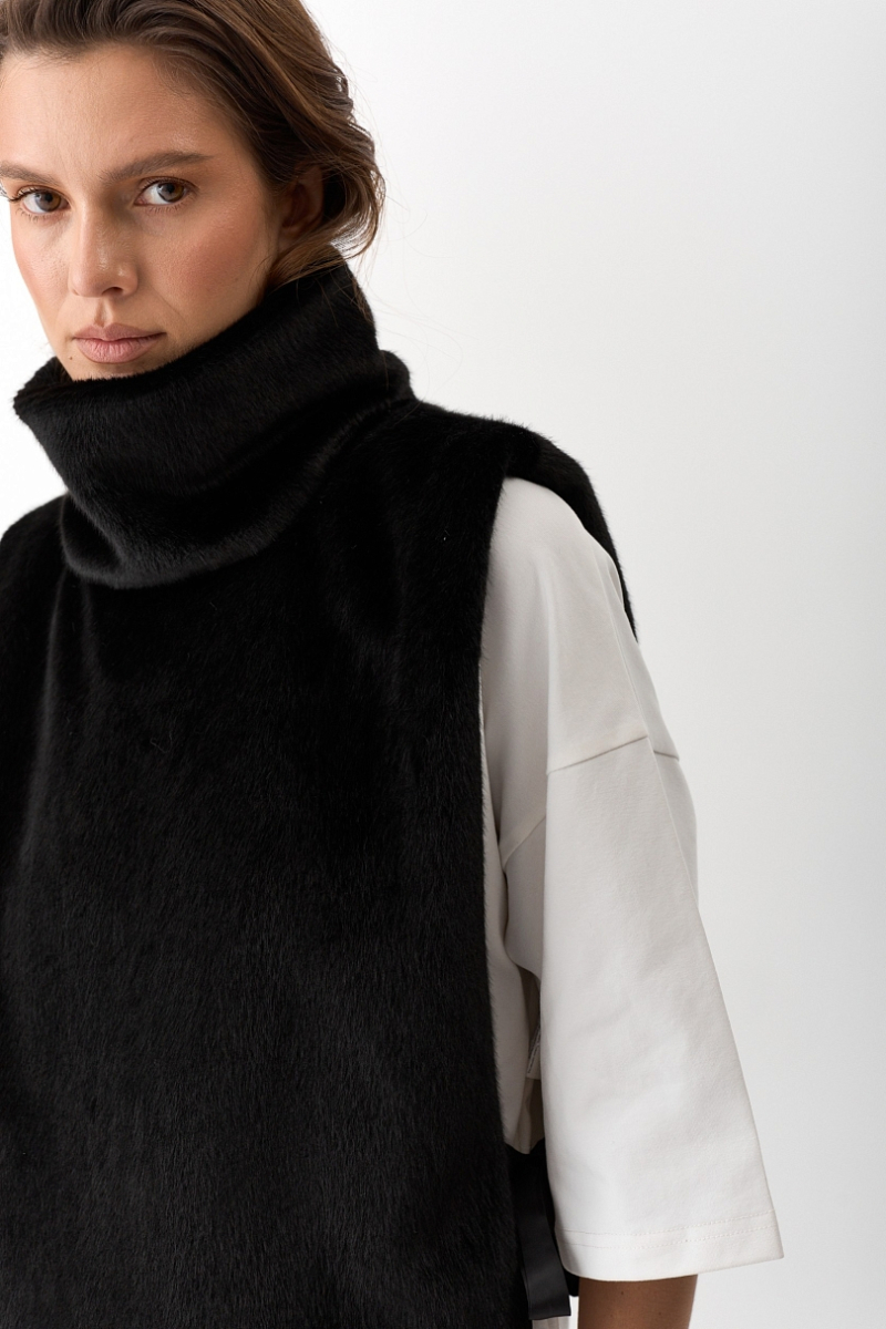 Манишка из искусcтвенного меха Ricoco, цвет: Черный 4097/1 купить онлайн